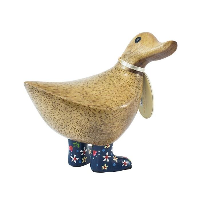 DCUK NATURAL FINISH DUCKY WITH FLORAL WELLY BOOTS - Blue